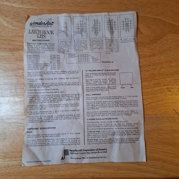 Vintage Latch Hook Rug Kit MUSHROOMS Wonder Art #4650 Partially Completed - Picture 6 of 6